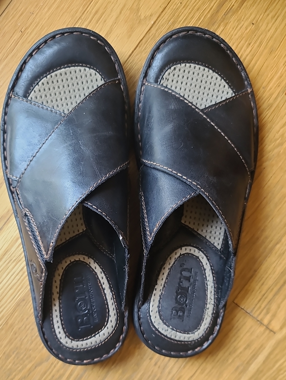 Born Black Leather Slides